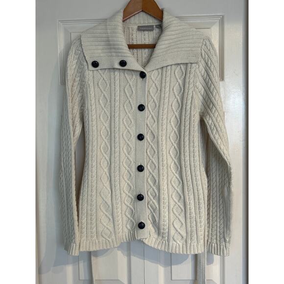 Vintage Cable Knit Cowlneck Button Up Sweater - Picture 7 of 7